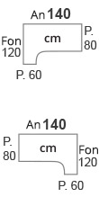 An.140 x Fon.120 x Fon.60/80 cm